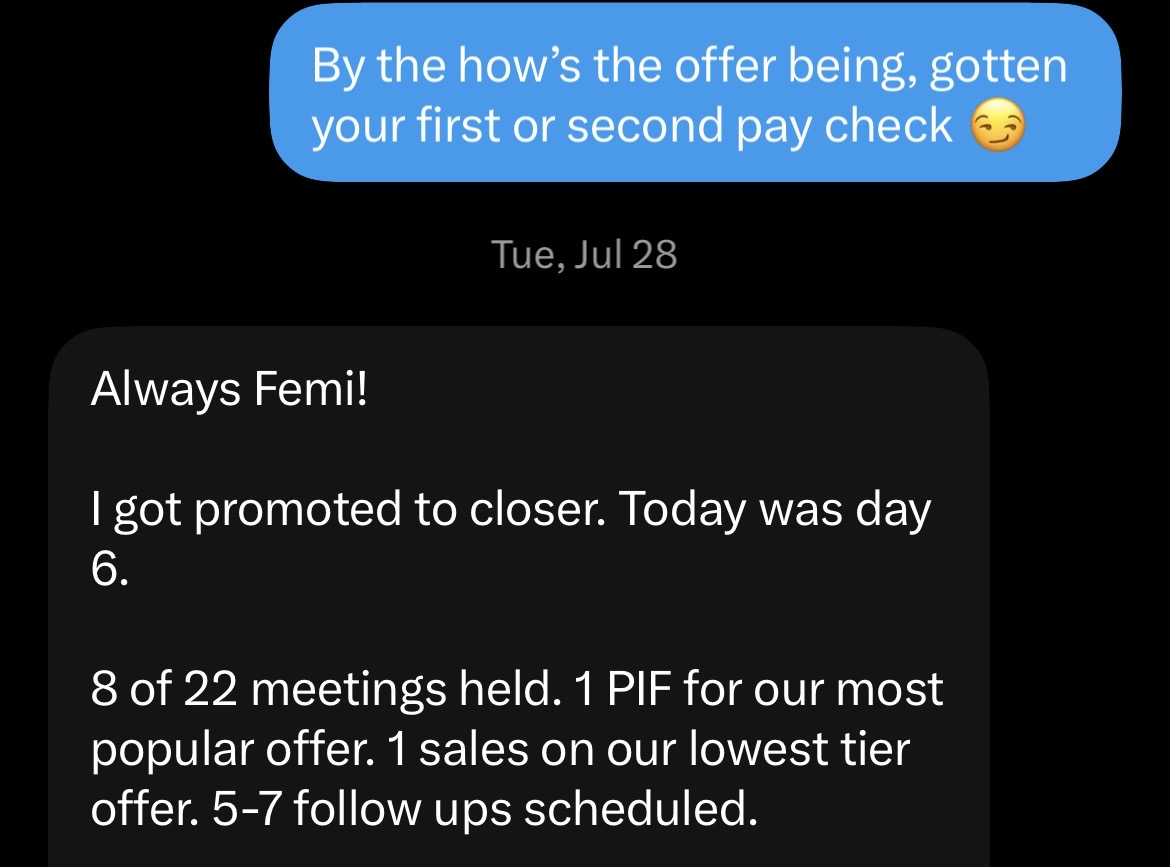 Message from a client