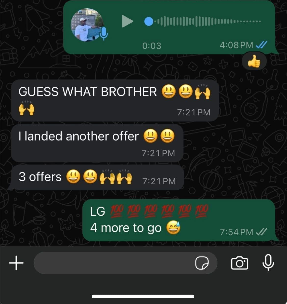 Message from a client