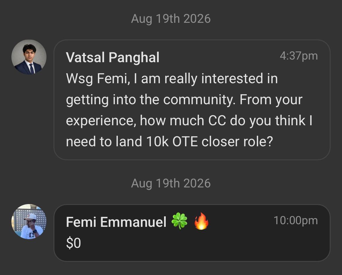 Message from a client