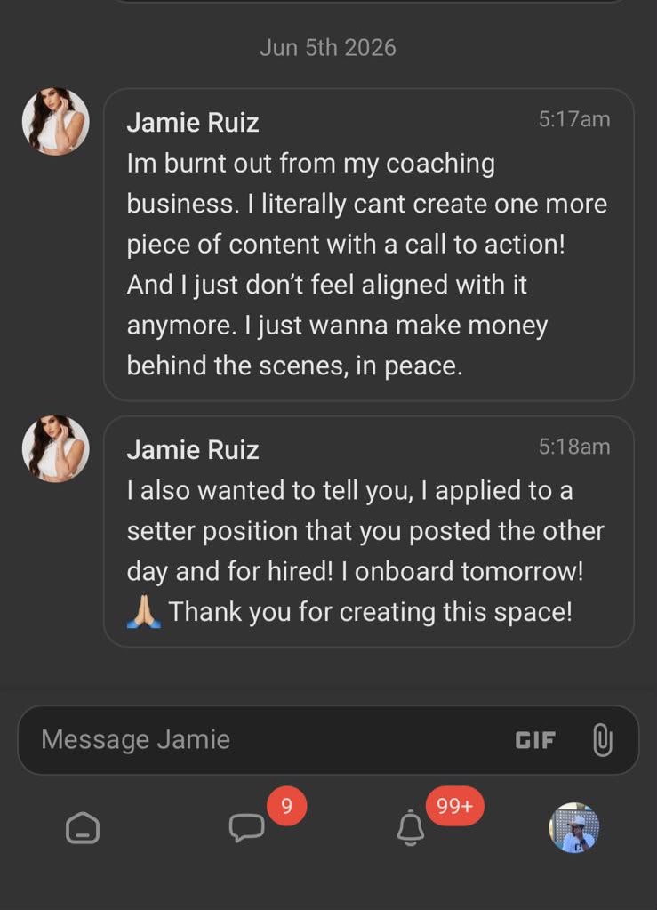 Message from a client