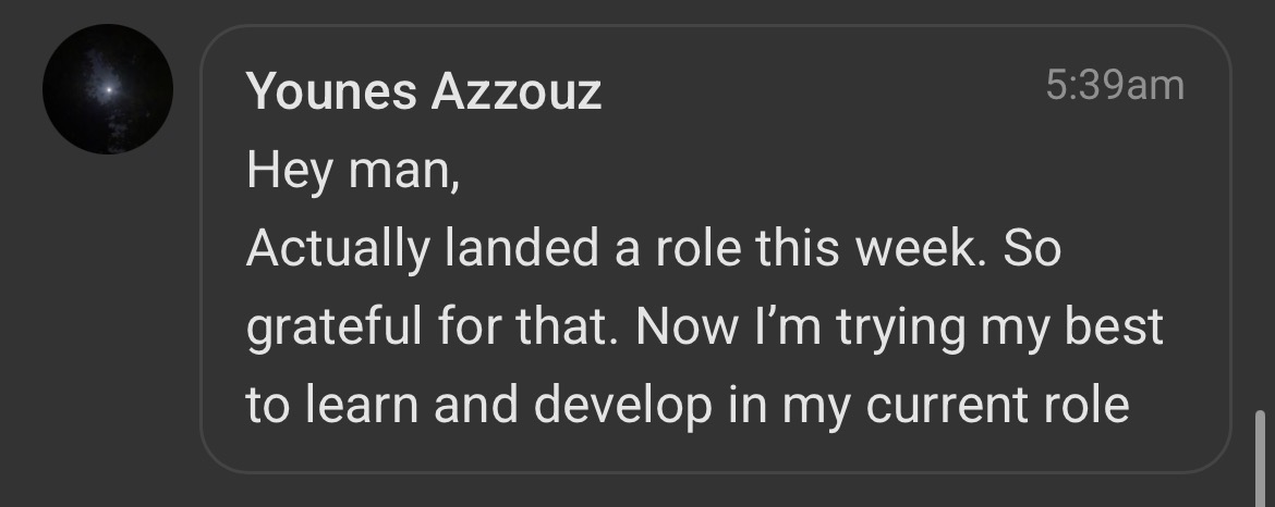 Message from a client