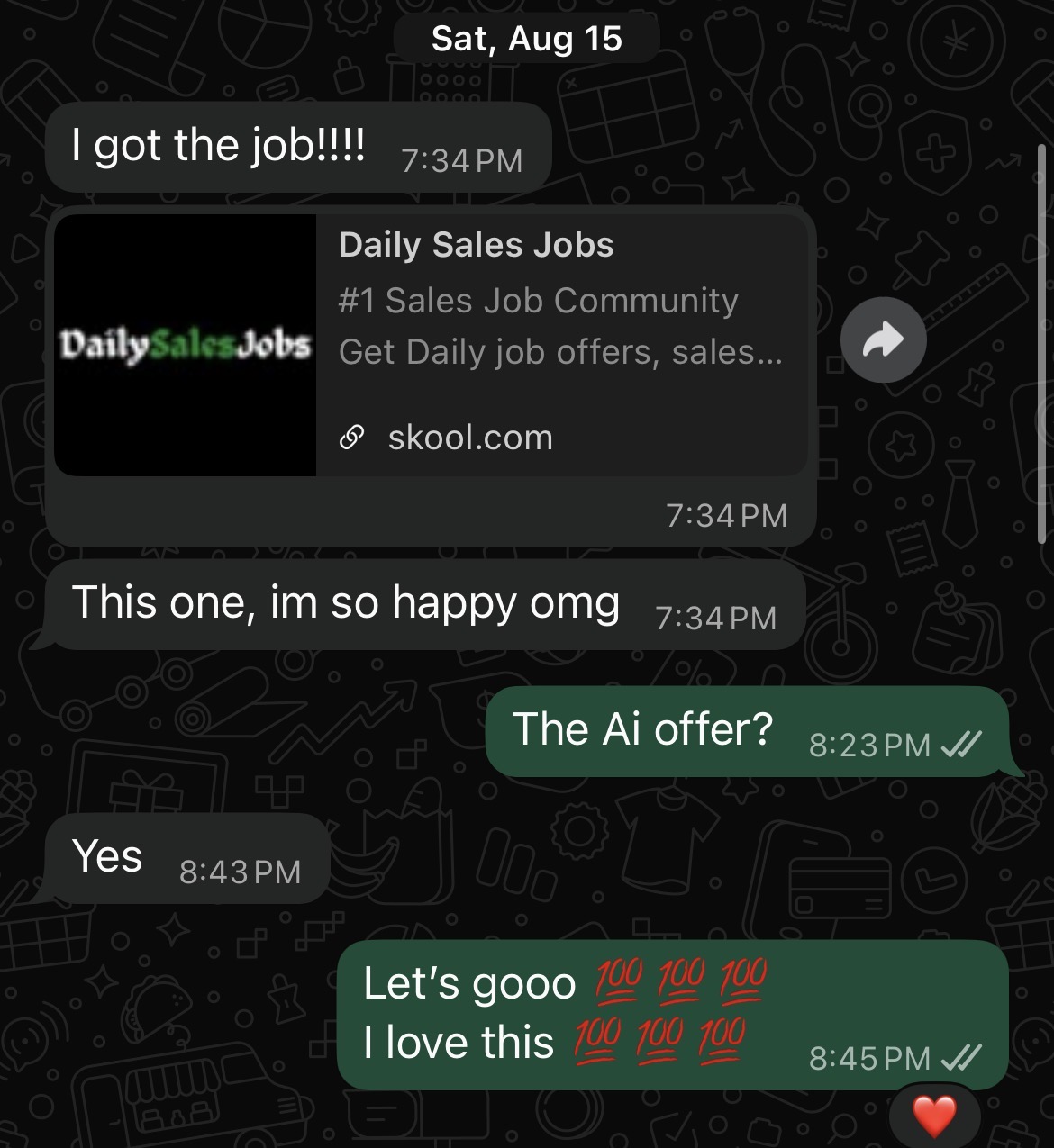 Message from a client