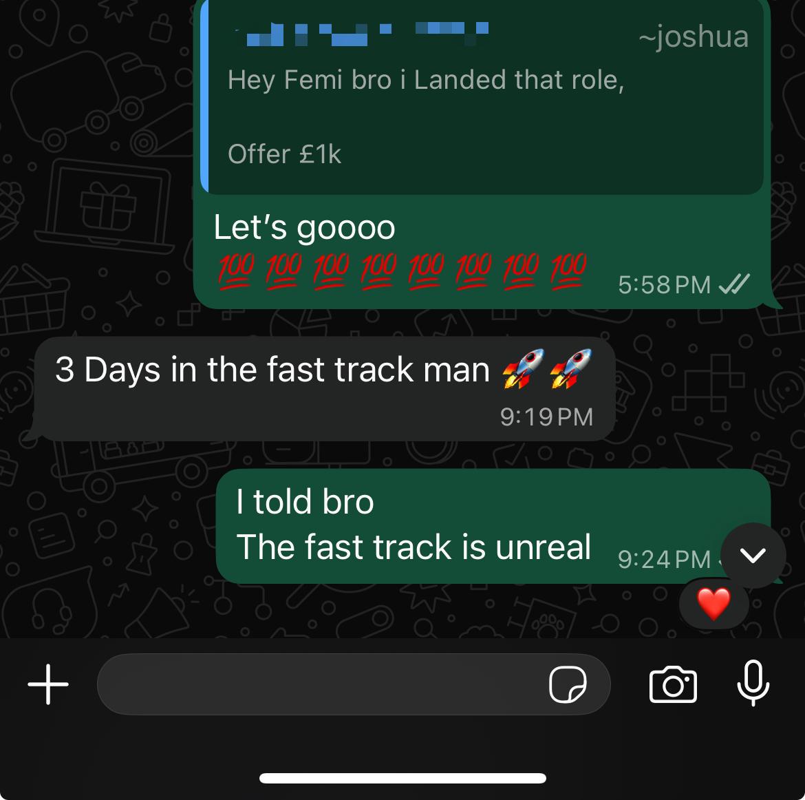 Message from a client