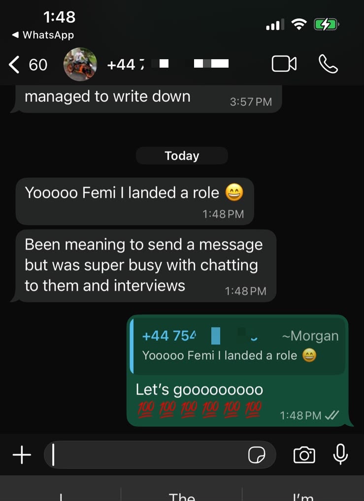 Message from a client